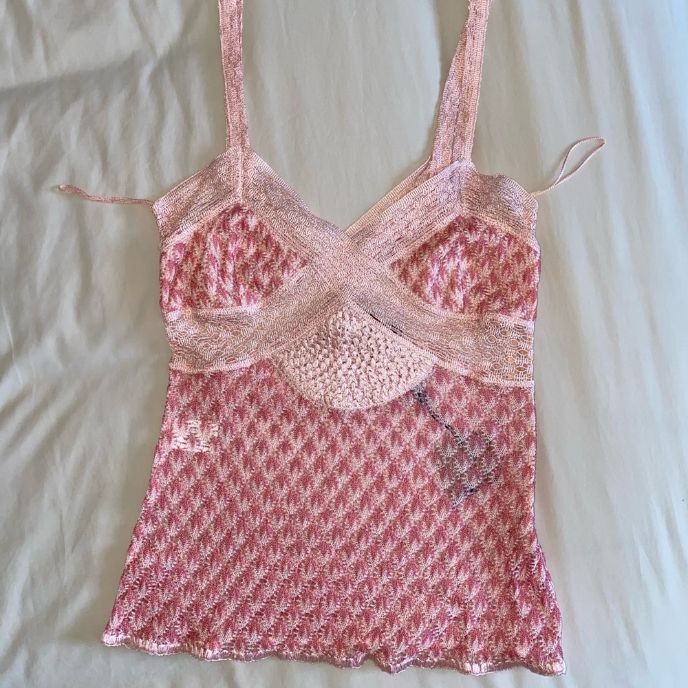 NWT MISSONI PINK CROCHET KNIT TANK TOP SZ38